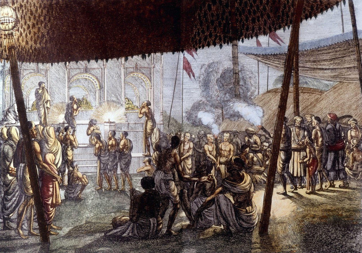 Cultura e Civilização Indiana: Festa de Amor de Krishna, Índia. Gravura de 1808. de Unknown artist