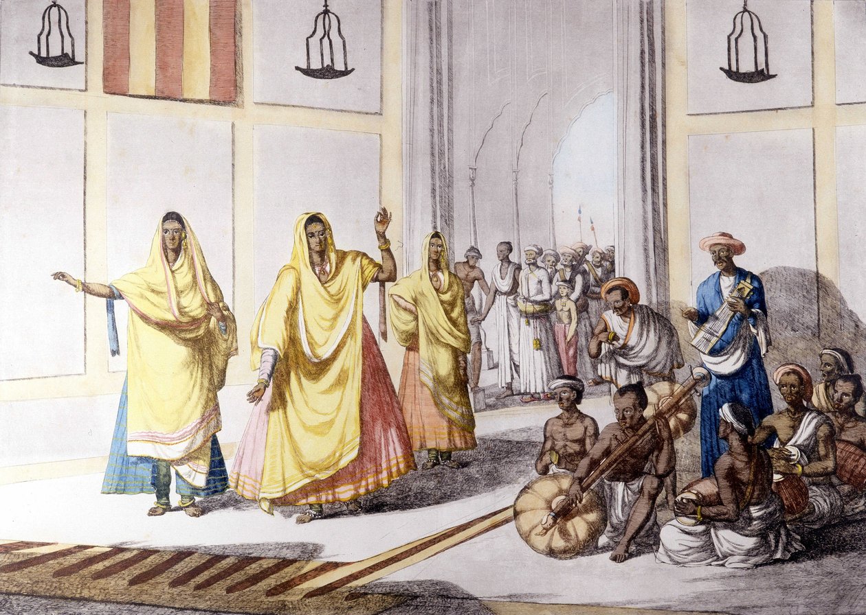 Cultura e civilização indiana: dançarino e música tradicional, Índia. de Unknown artist