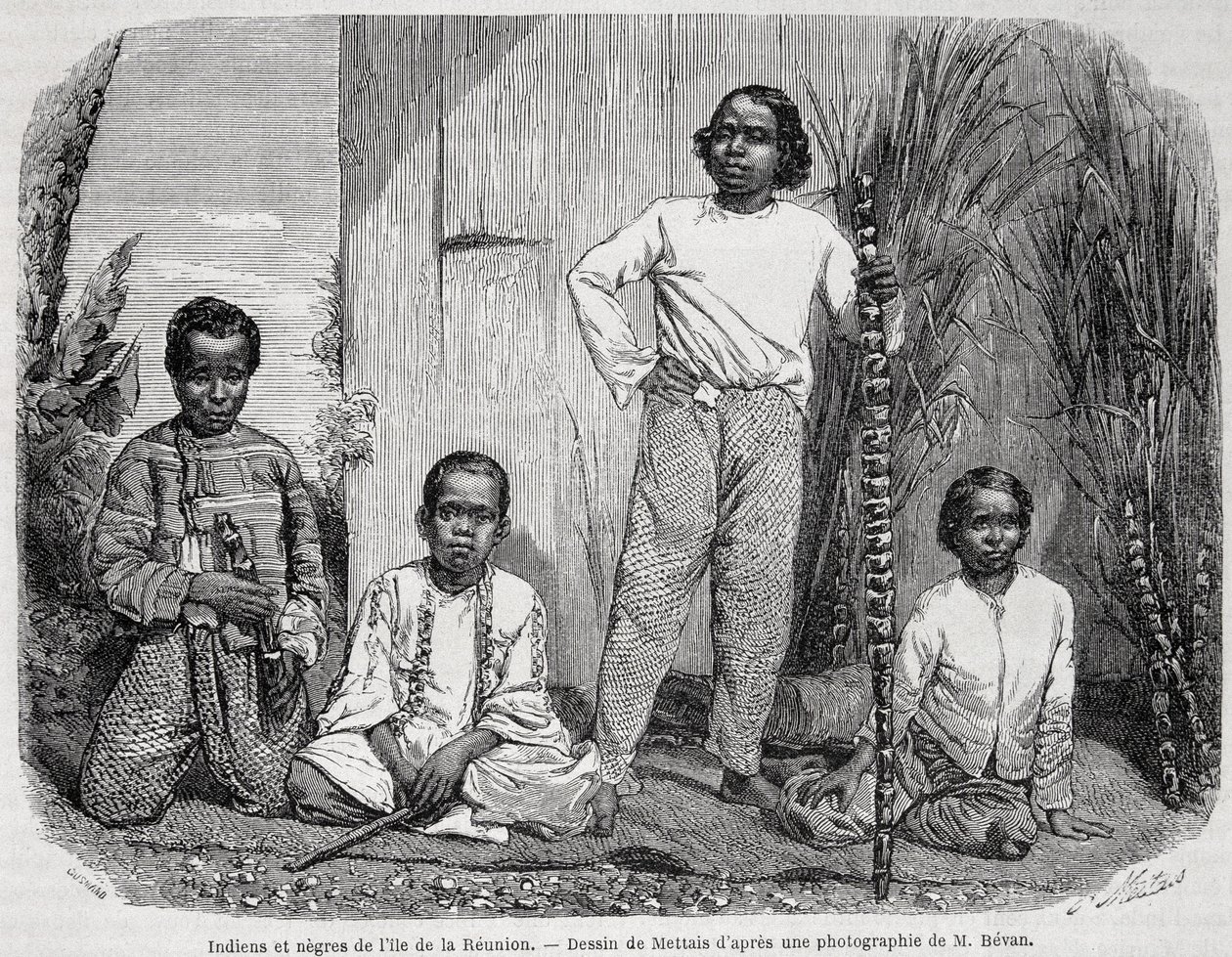 Índios e Negros da Ilha da Reunião - no "Le Tour du Monde". de Unknown artist