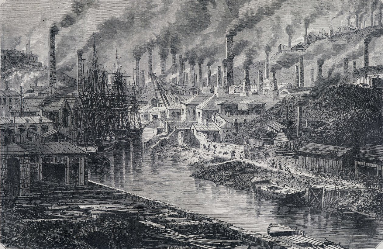 Indústria em Inglaterra: Fábrica de Cobre pelo Sr. Vivian (Manchester), "Round the World", 2ª semana de 1865. de Unknown artist