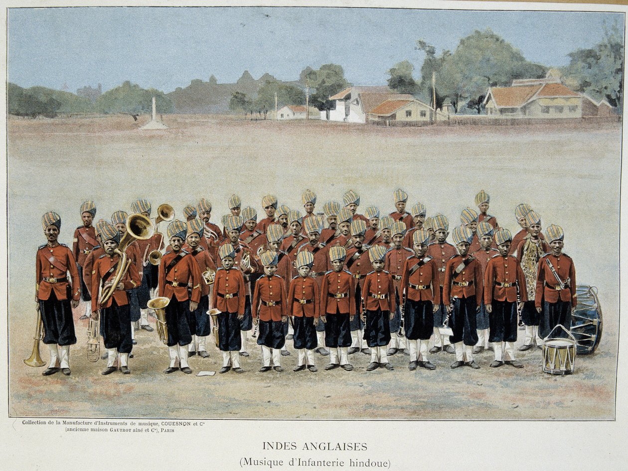 Banda de infantaria das Índias Inglesas - gravura, final do século XIX. de Unknown artist