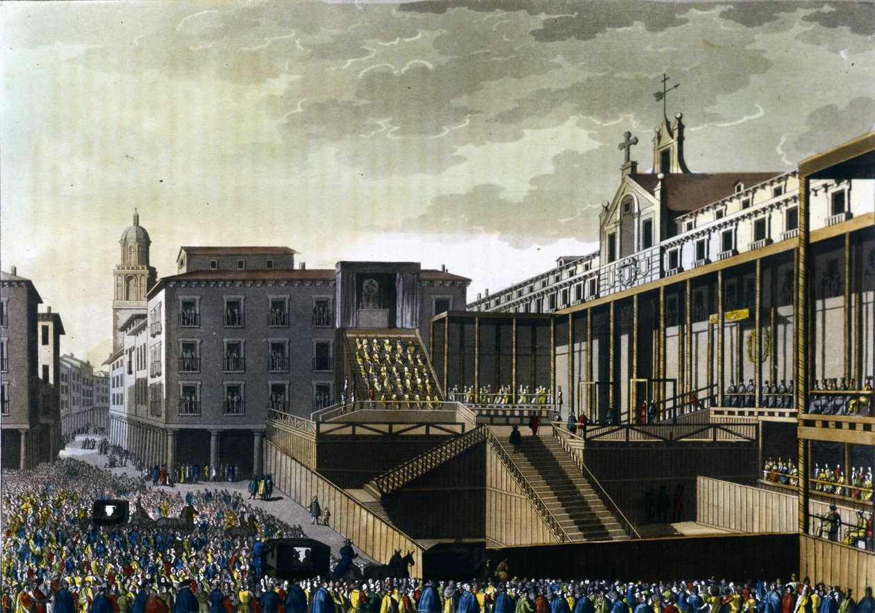 Cena da Inquisição na praça pública em Burgos, Espanha. Século XVI. de Unknown artist