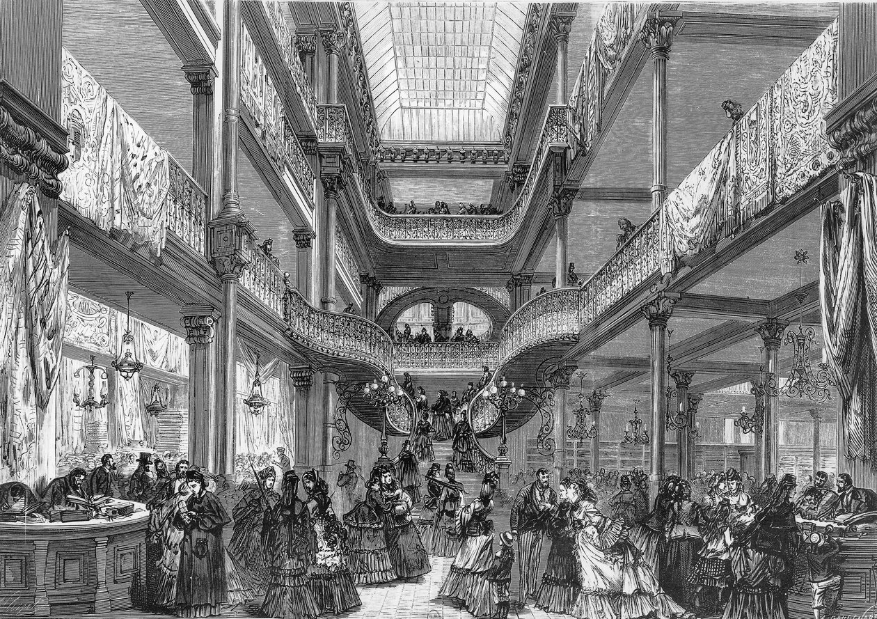 Vista Interior da famosa loja de departamento parisiense Au Bon Marche de Unknown artist