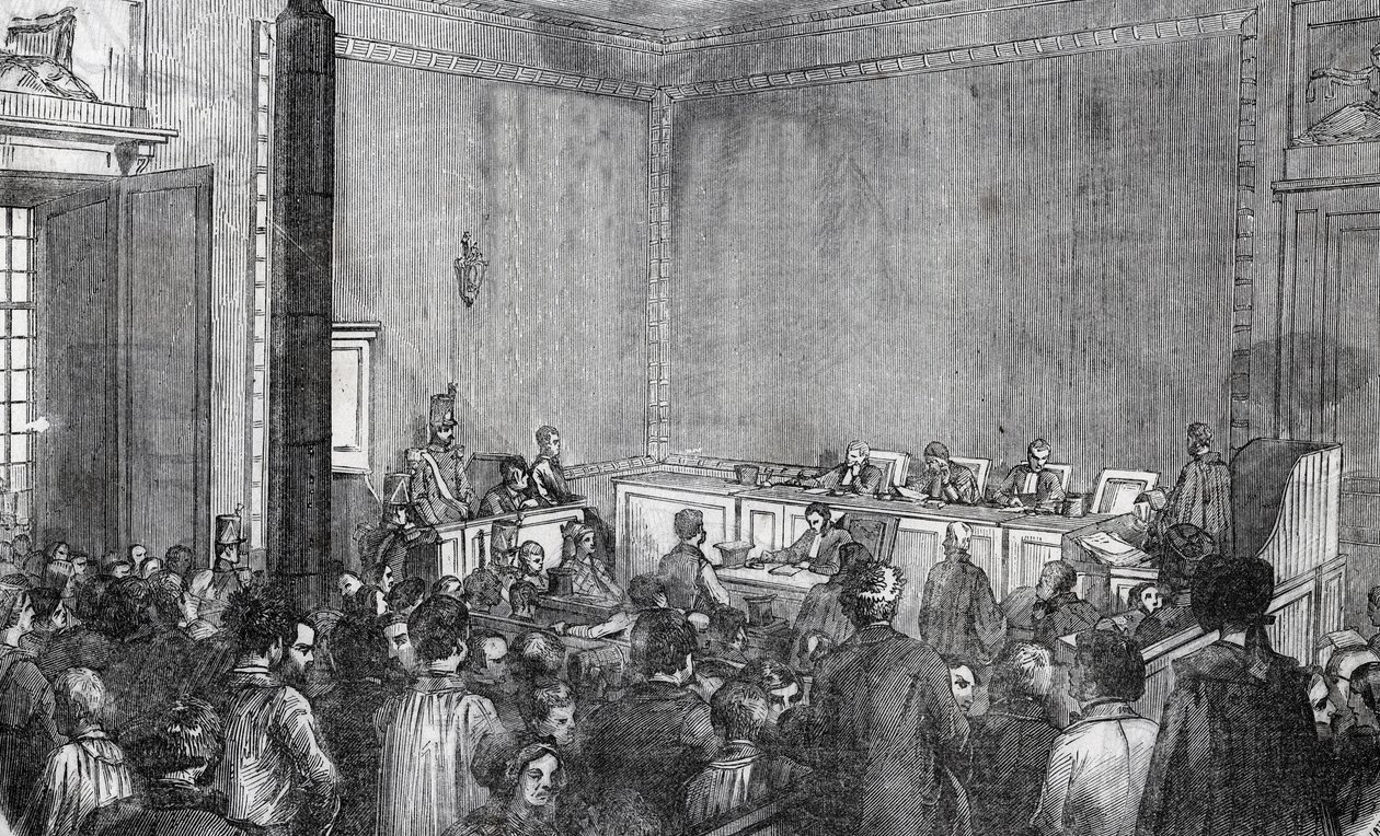 Vista interna da polícia correcional, 6ª câmara em Paris no século XIX - Gravação em "Tableau-de-Paris" de Edmond Texier de Unknown artist