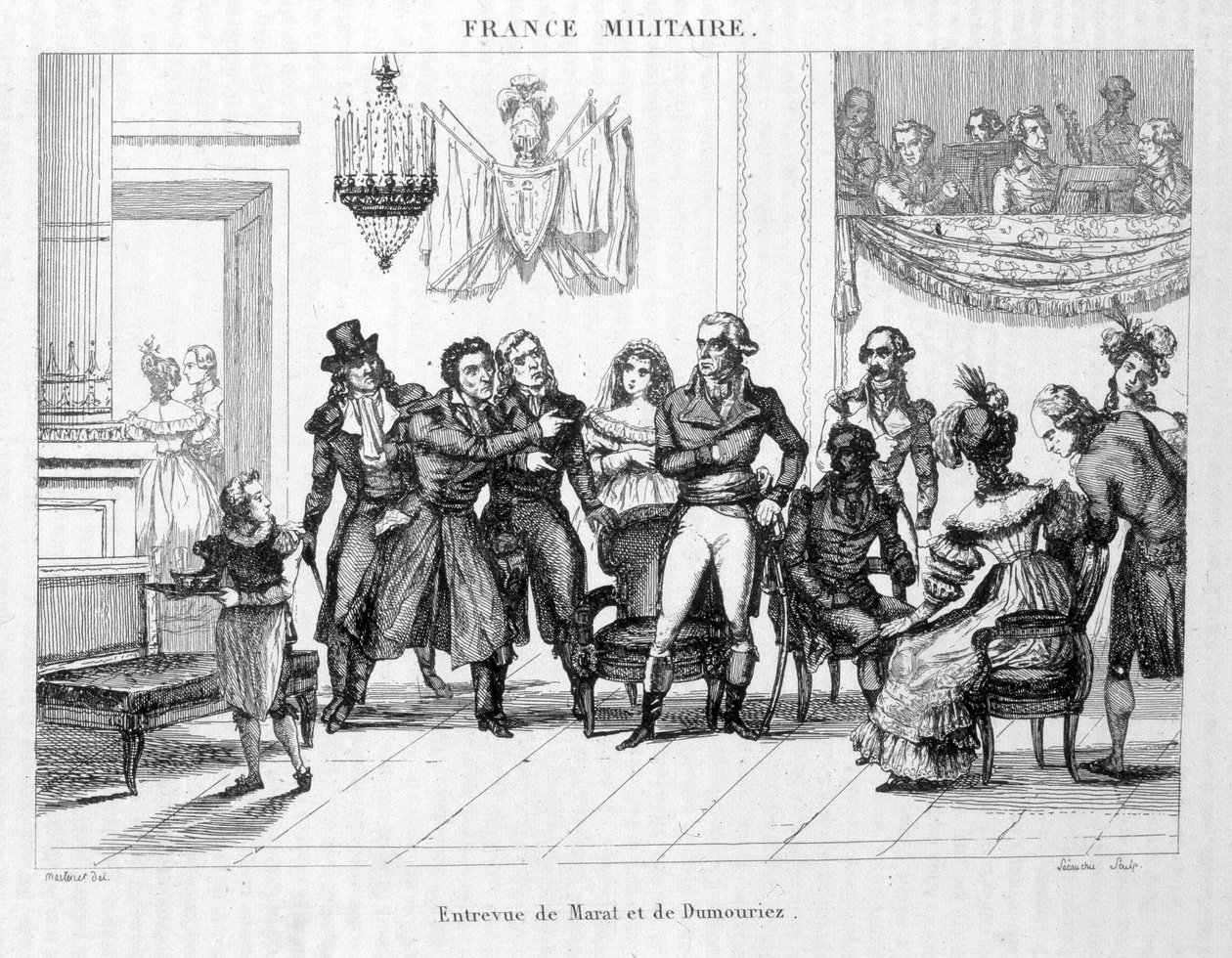 Entrevista de Joachim Murat (1767-1815) e Dumouriez (1739 - 1823) - Gravura do século XIX. de Unknown artist