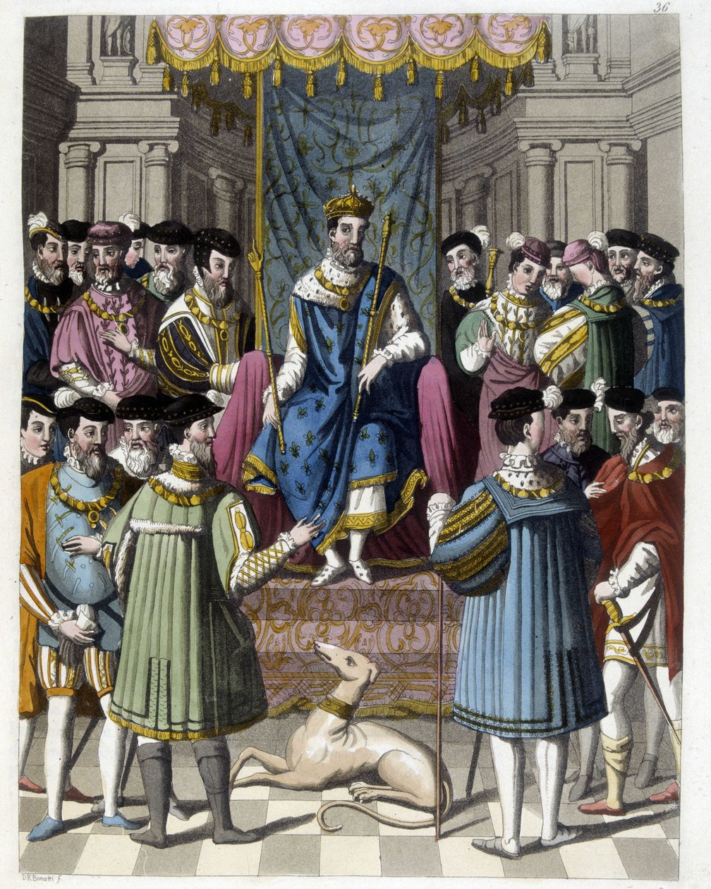 Entrevista com François 1st (1494 - 1547) e Henrique VIII (1491 - 1547) da Inglaterra. Gravura do século XIX. de Unknown artist