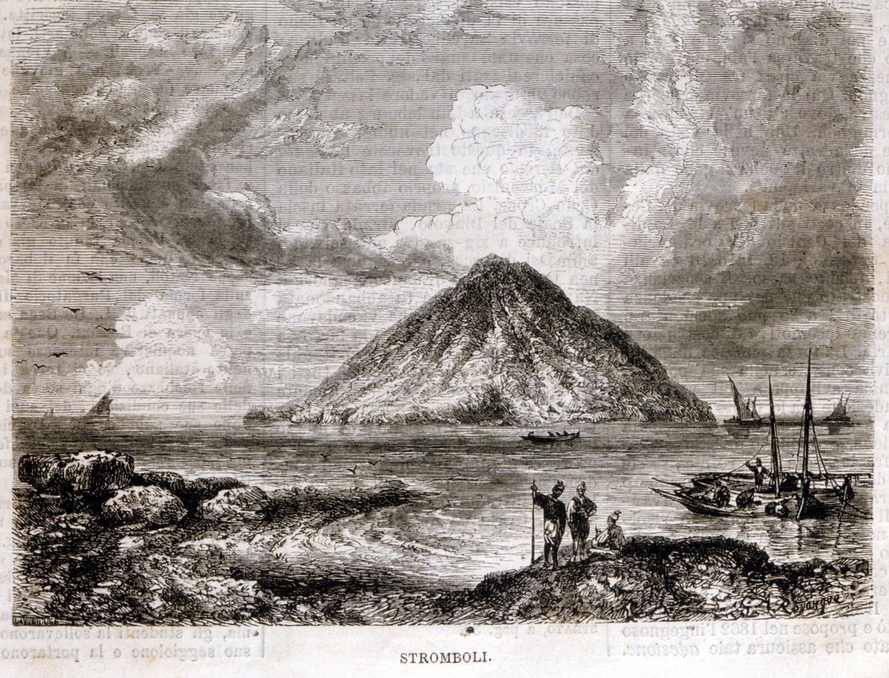 Ilha de Stromboli, no século XIX. de Unknown artist