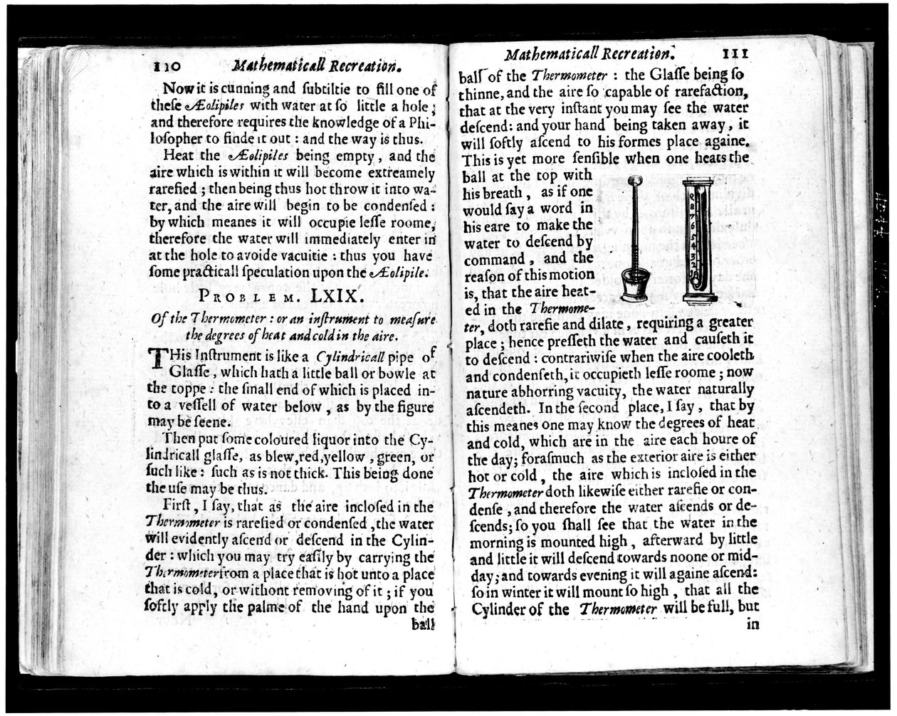 Páginas de Termómetros Italianos e Holandeses de "Mathematics Recreations" de Jean leurechon (1591-1670) 1653 de Unknown artist