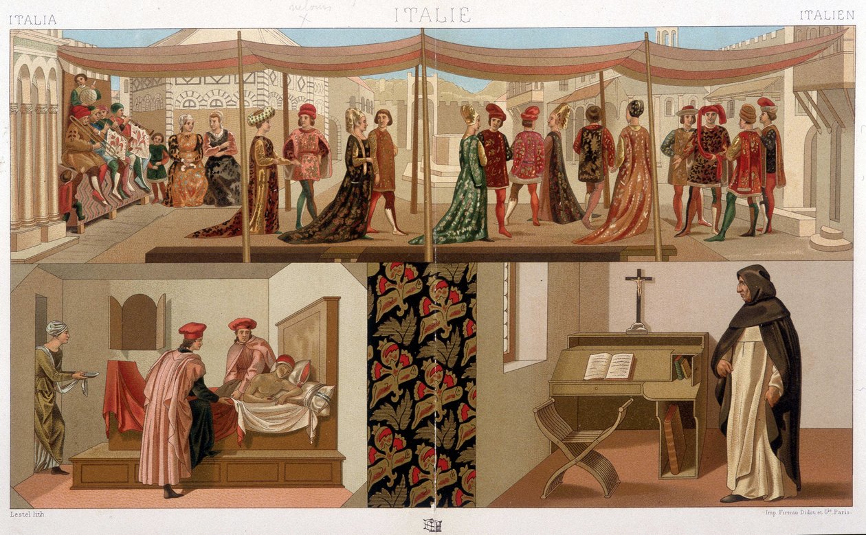 Fatos italianos do século XV. Em "O traje histórico" de A. Racinet de Unknown artist