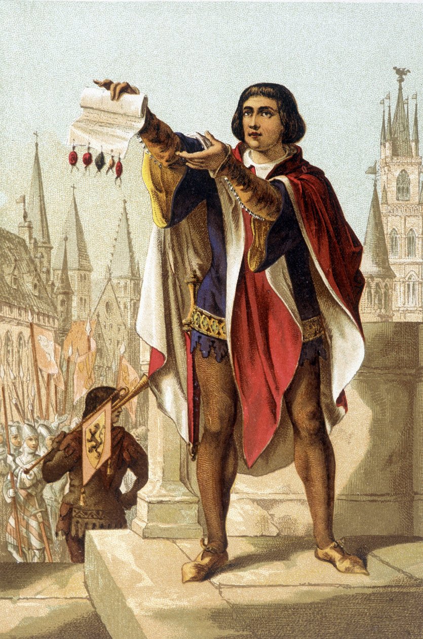 Jacob Van Artevelde. Burguês de Ghent (1290 a 1345). cromolitografia de 1880. de Unknown artist