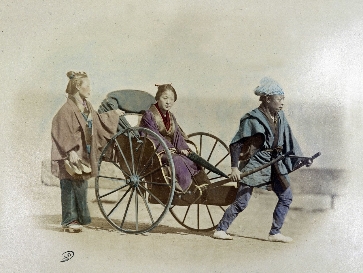 riquixá japonês, por volta de 1900 de Unknown artist