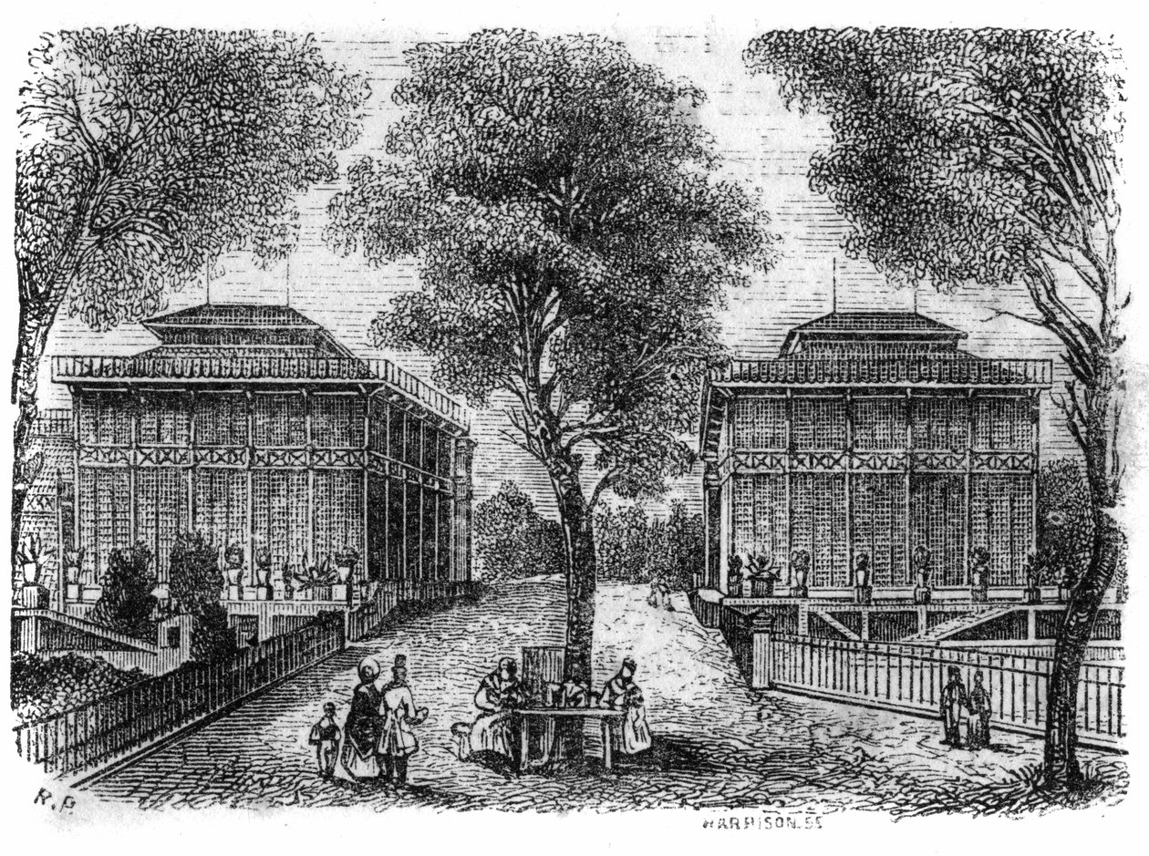 Jardin des Plantes em Paris, em 1861: pavilhões de ferro. de Unknown artist