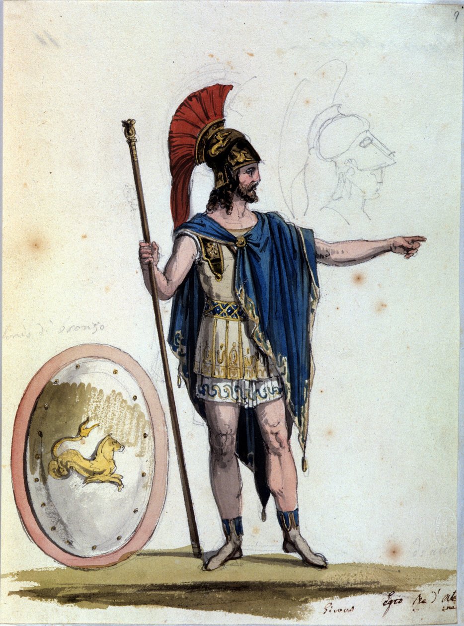 Jason personagem. Para a ópera Medee de Luigi Cherubini (1760-1842) para uma apresentação no La Scala (Milão, Itália) em 1822-1823. de Unknown artist