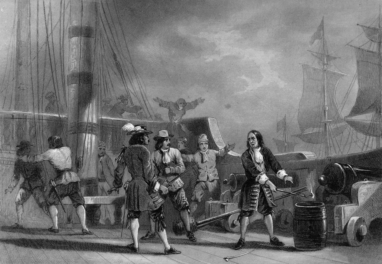 Jean Bart (1650-1702) a bordo do Corsário Inglês. in "Histoire générale de la marine" de Van Tenac de Unknown artist