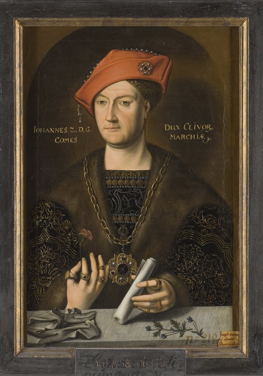 Jean II de Cleves, dit le Clement - Retrato de João II (1458-1521), Duque de Cleves, Conde de Marcos, Anónimo . Óleo sobre tela. Dimensão : 66x45 cm. Nationalmuseum Estocolmo de Unknown artist