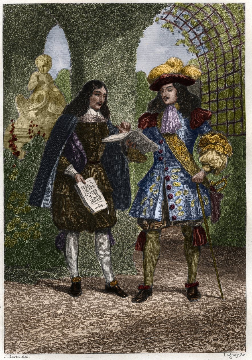 João Batista (Jean-Baptiste) Colbert (1619-1683) com Luís XIV, Rei da França e Navarra (1638-1715). Gravura do século XIX. Coleção particular. de Unknown artist