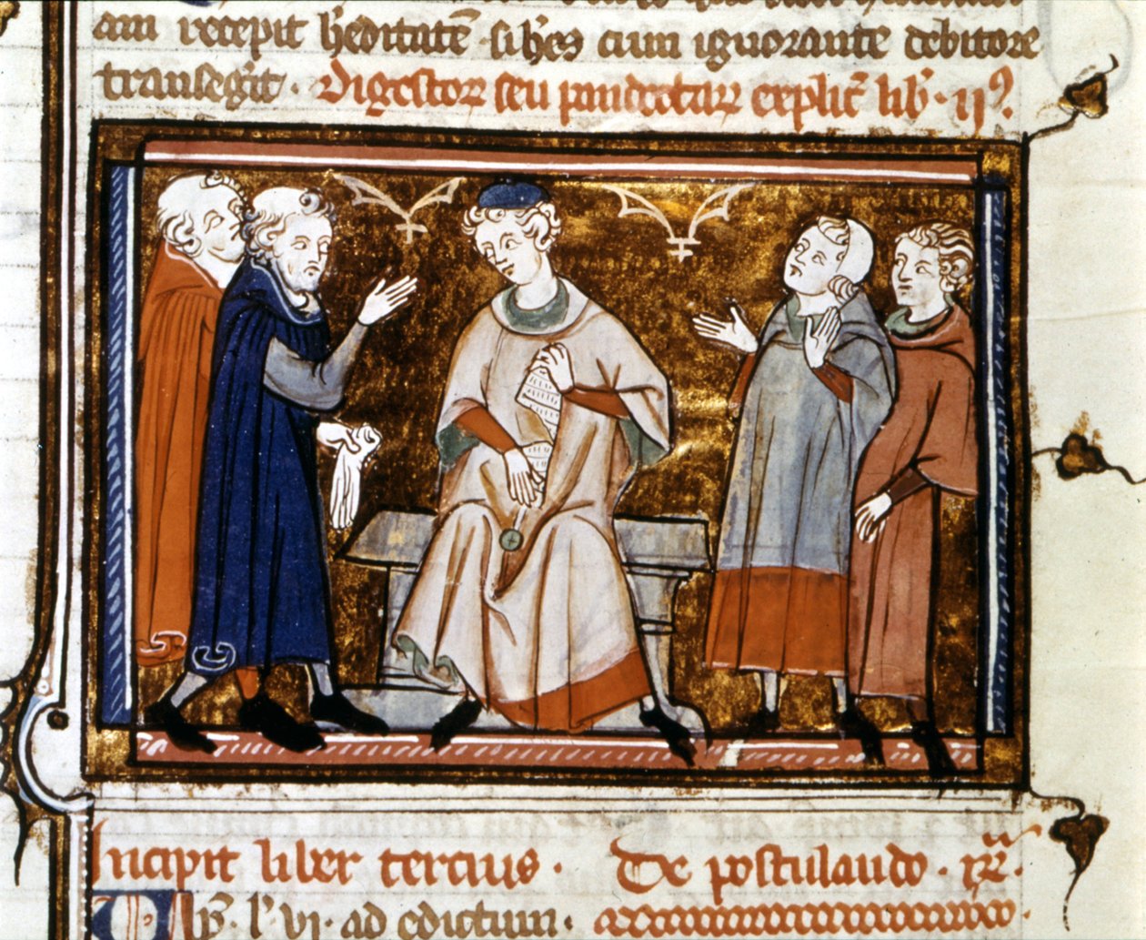 Cena de Julgamento - em "Digesto e Pandette (Digesto e Pandectes)" por Justinian 1st de Unknown artist