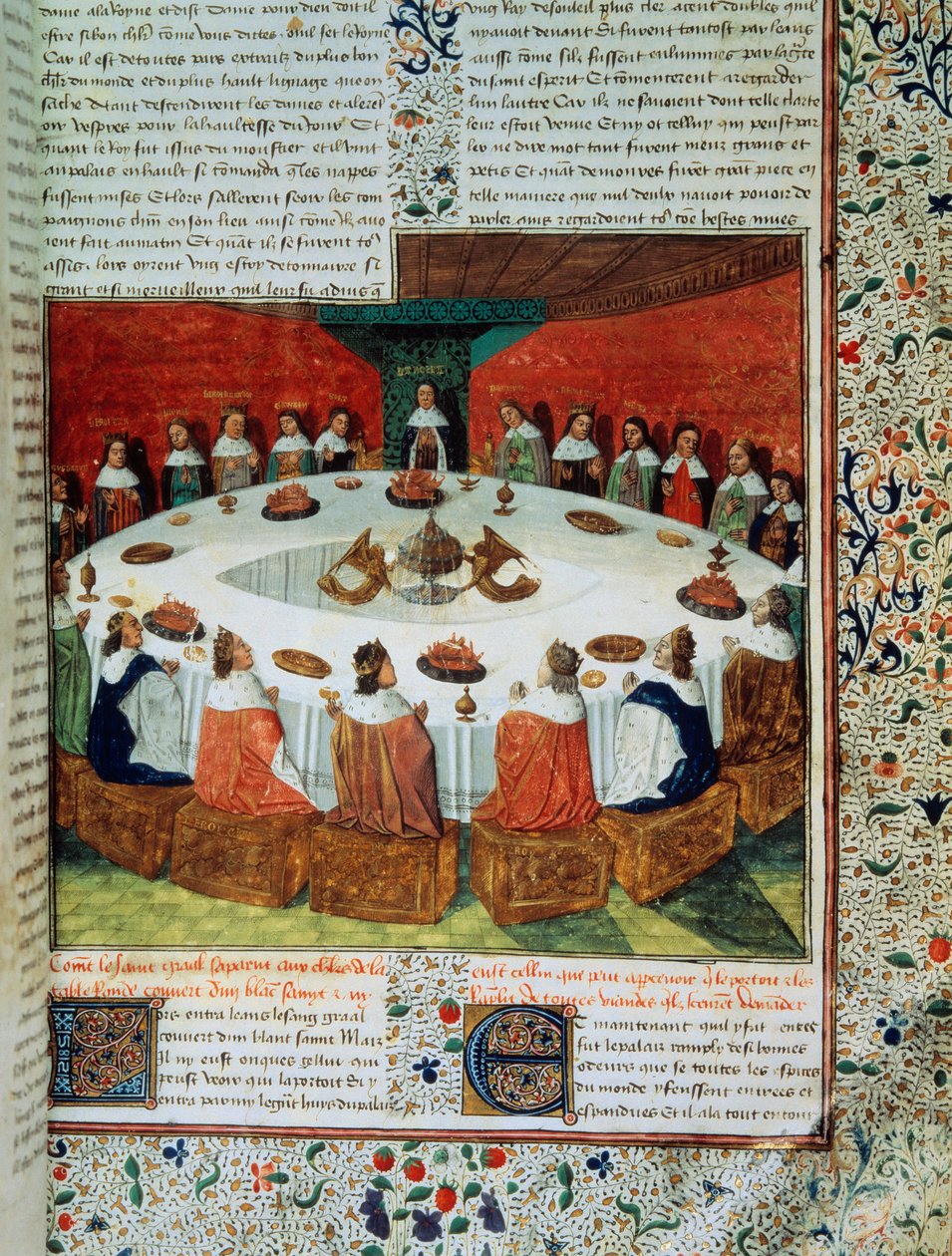 O Rei Artur e os Cavaleiros da Távola Redonda que assistiram à Aparição do Santo Graal. (O Rei Artur e os Cavaleiros da Távola Redonda) de Unknown artist