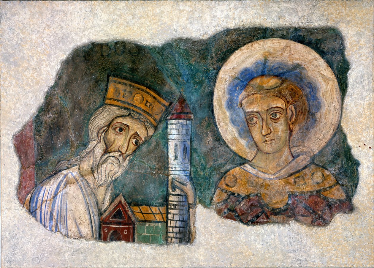 O rei Bozon oferece a abadia de Charlieu a um santo, no final do século XII. de Unknown artist