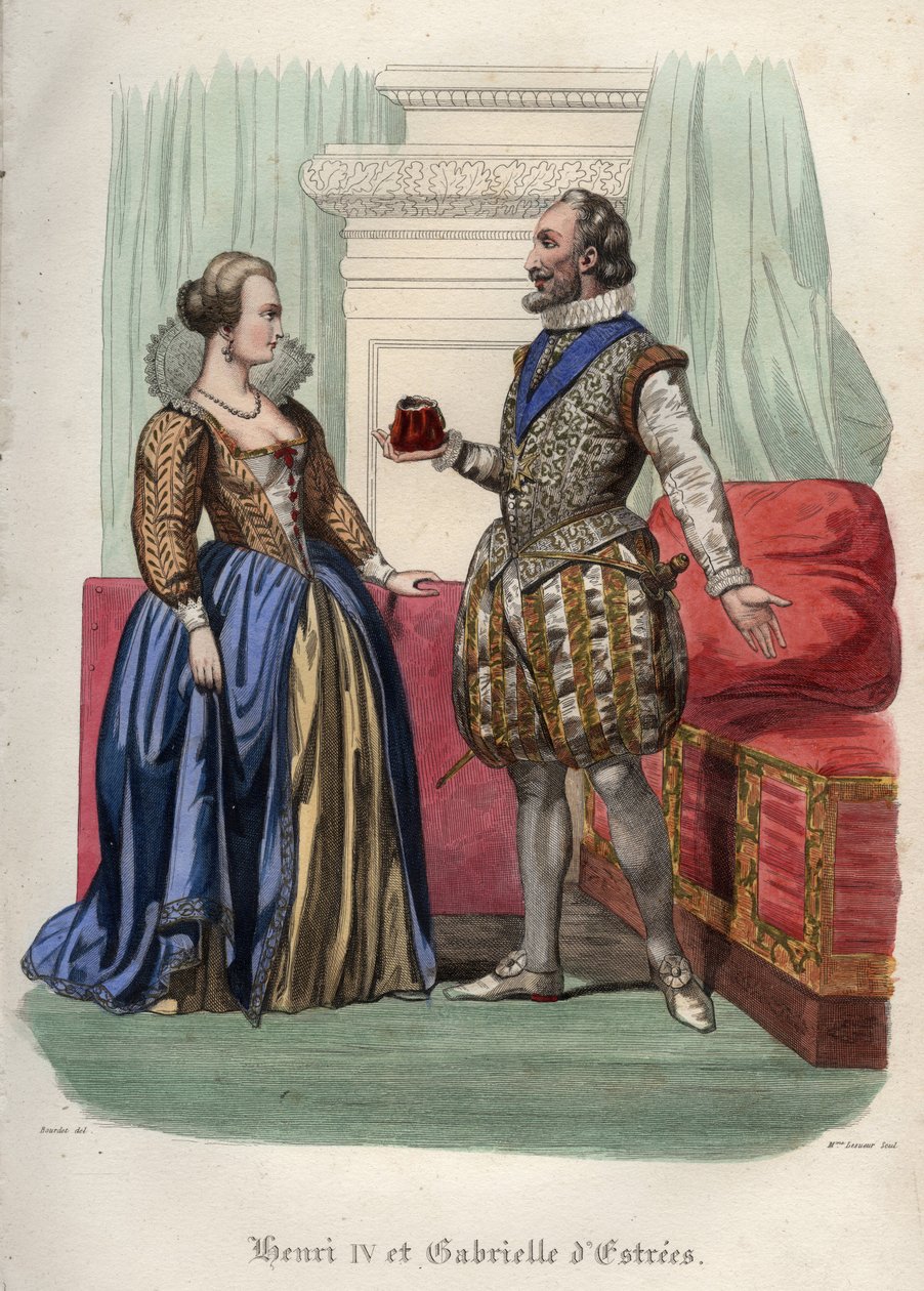 Rei Henrique IV (Henrique IV) da França (1553-1610) e sua amante Gabrielle d