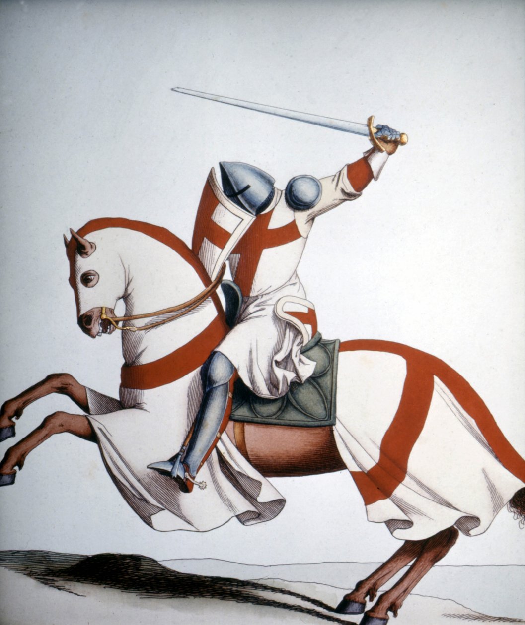 Cavaleiro Templário do século XIV, gravura do século XIX. de Unknown artist