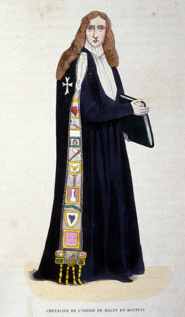 Cavaleiro da Ordem de Malta com Casaco de Gravura do século XIX de Unknown artist