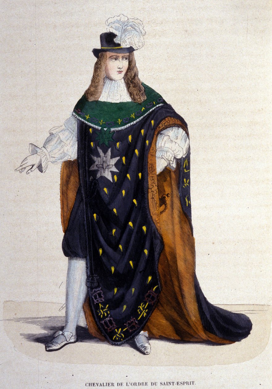 Cavaleiro da Ordem do Espírito Santo (Ordem do Espírito Santo), fundada por Henrique III em 1578. Gravura do século XIX. de Unknown artist