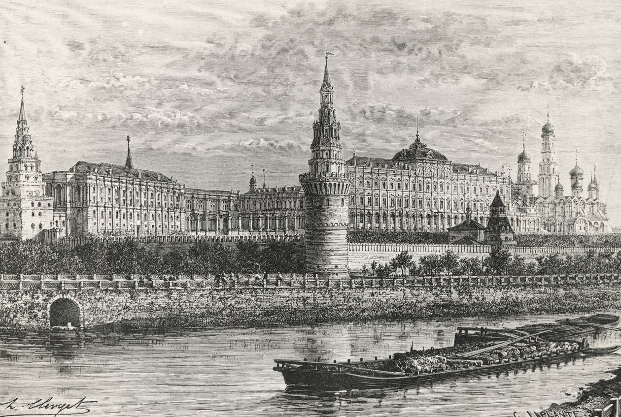 Kremlin em Moscou, Rússia, gravura da Rússia Livre de Unknown artist