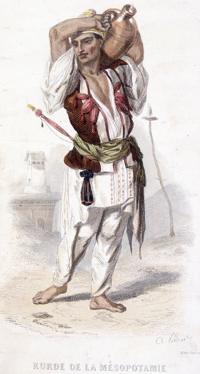 Curdo da Mesopotâmia carregando uma amphore. Por volta de 1810-1860. de Unknown artist
