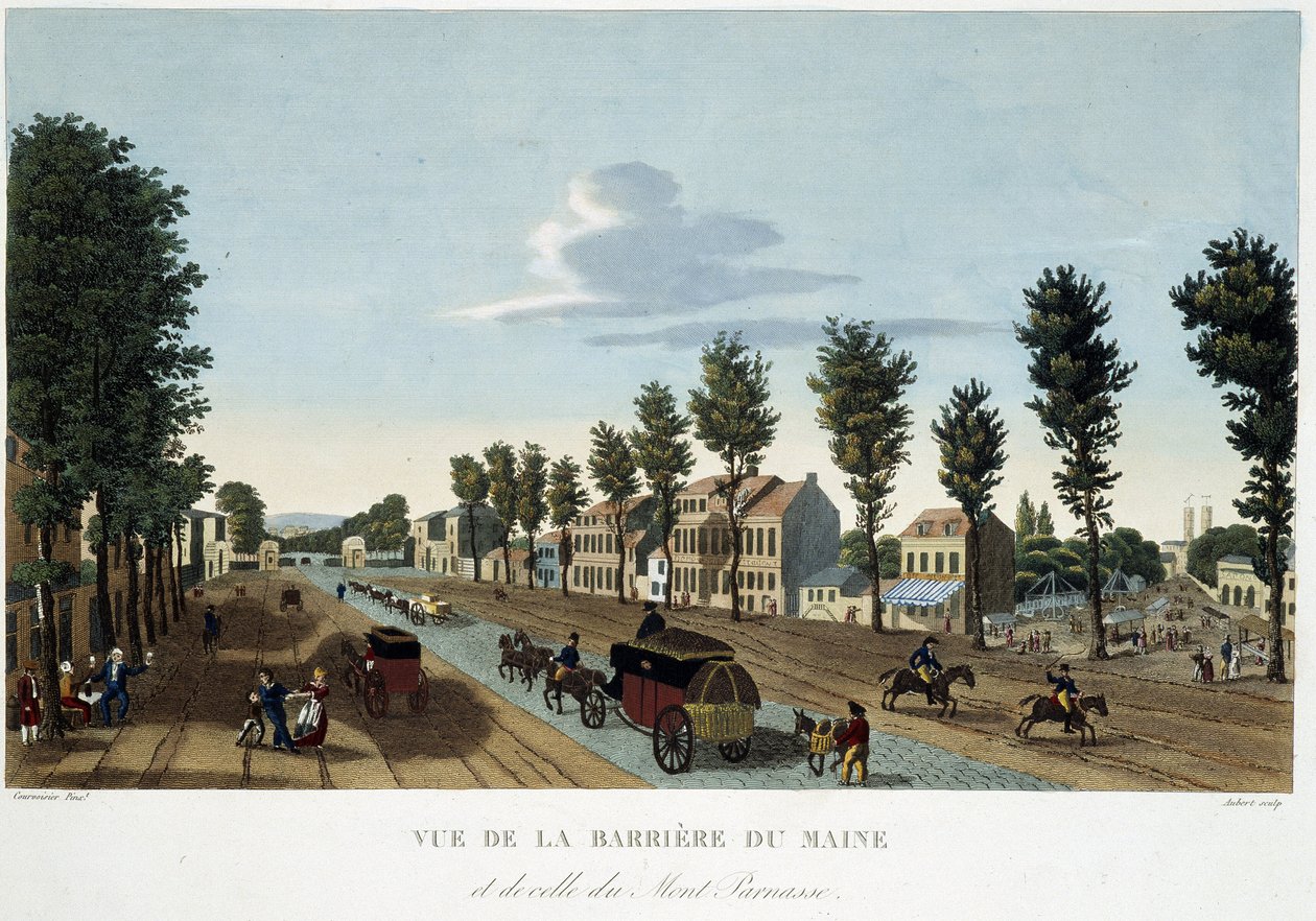 A Barreira do Maine, cerca de 1820 - em "Vues de Paris" de Courvoisier de Unknown artist