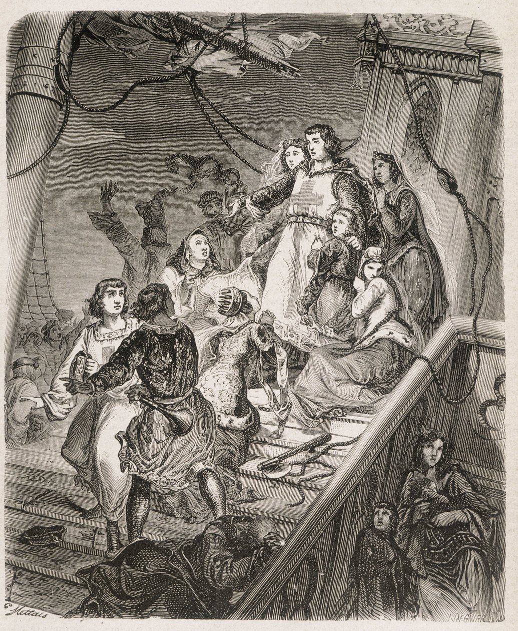 La galère de Saint Louis - em "História de Papas, Reis, Rainhas, Imperadores, Através dos Séculos" por Maurice Lachatre 1857 de Unknown artist