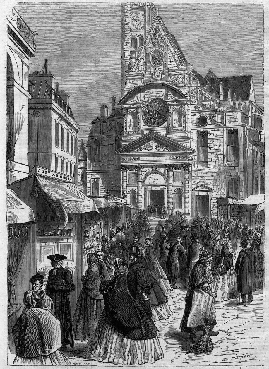 La novenaine de sainte Genevieve à Saint Etienne du Mont (Saint-Etienne-du-Mont) a Paris - Gravação no "Le Journal Illustrée de Unknown artist