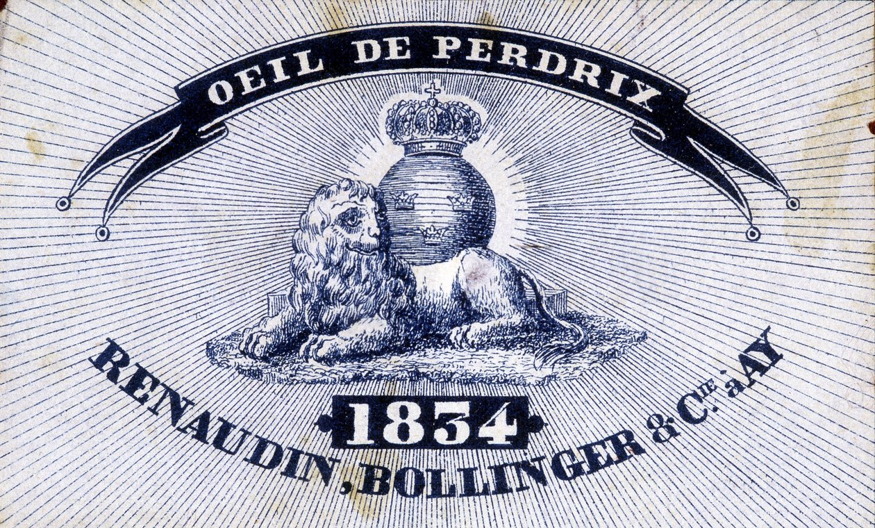 Etiqueta “” Olho de Perdiz - Renaudin, Bollinger & Cie à AY - 1834 ””. de Unknown artist