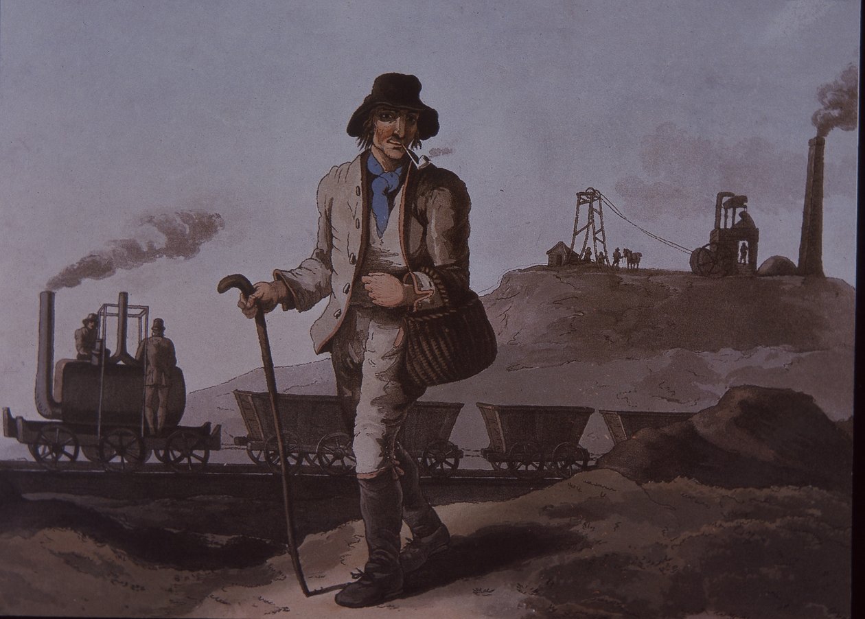 Trabalhador, início da revolução industrial, início do século XIX (cor litho) de Unknown artist