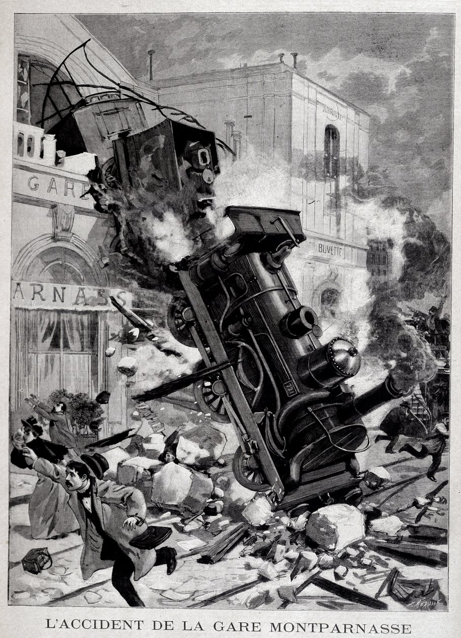 O acidente na Gare Montparnasse em Paris - no "Le Petite Journal de Unknown artist