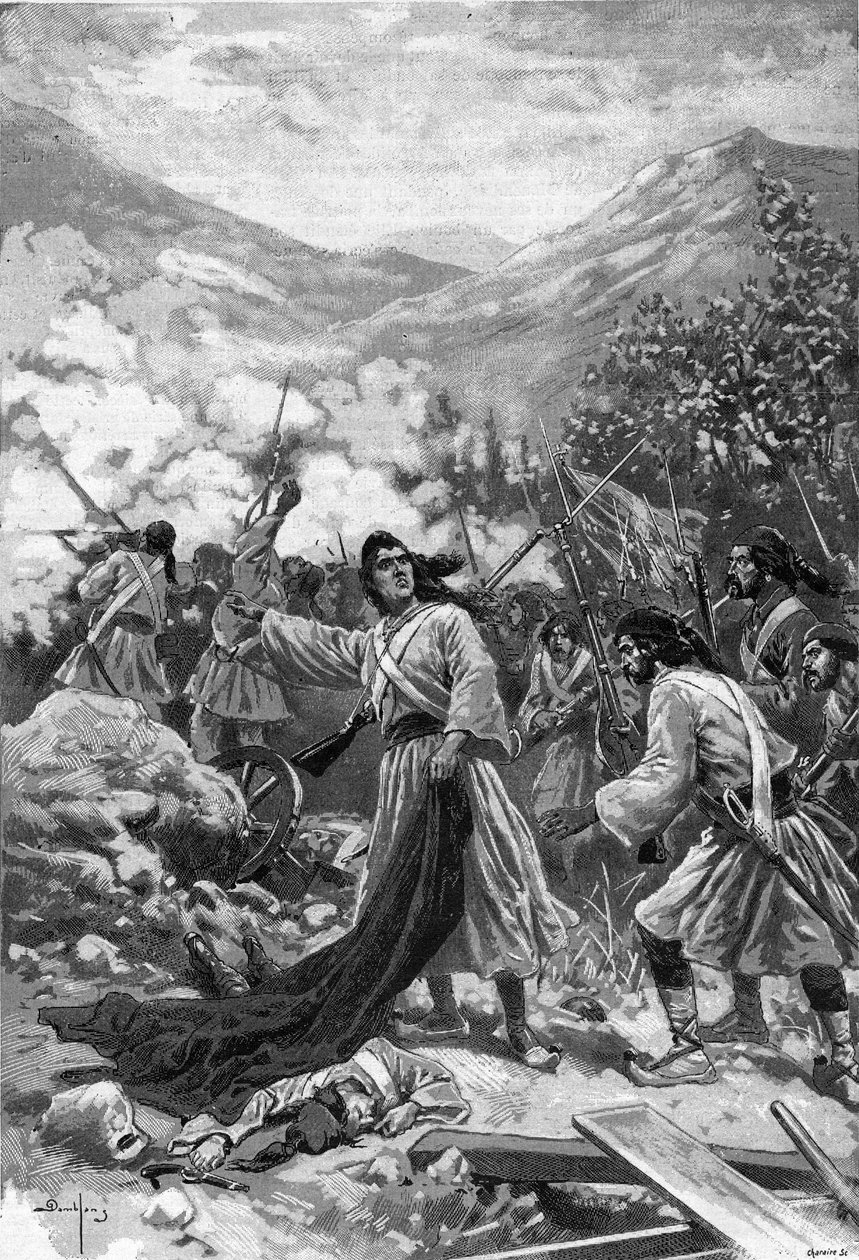 Laskarina Bouboulina, heroína da Guerra da Independência Grega - Representação da heroína da Independência Grega Bubulina (Bouboulina) Laskarina (1771-1825) gravada em 1897 no "Journal des voyages". de Unknown artist