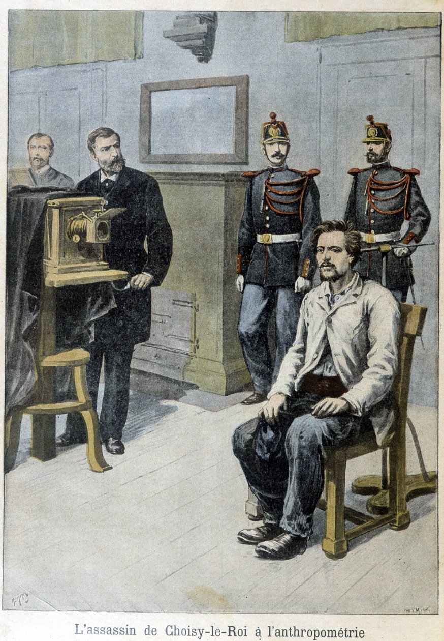 O assassino de Choisy-le-Roi na Antropometria (e Sr. Alphonse Bertillon) - no "Le Petite Journal", maio de 1899 de Unknown artist