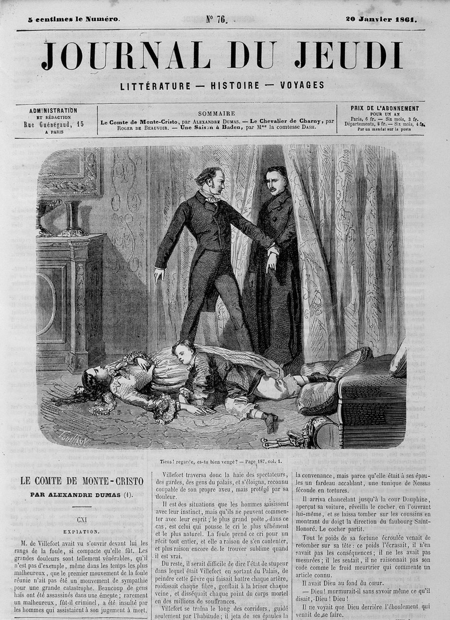 Le Comte de Monte Cristo (Monte Cristo) - no "Le Journal du Thursdays" de 20/01/1861 de Unknown artist