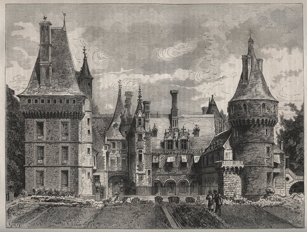 Le chateau de Maintenon, Eure et Loir (Eure et Loir), Centre, França Gravura do século XIX de Unknown artist