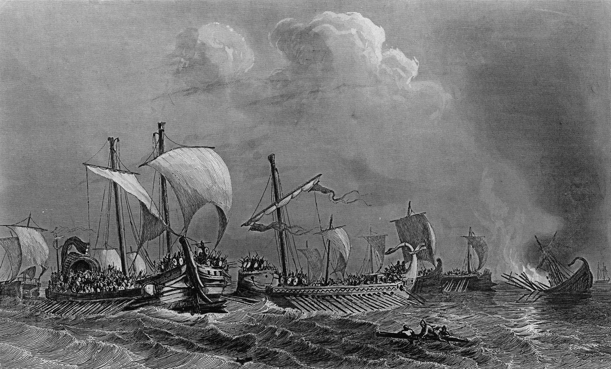 Le combat des Salamines et la defeat de Xercès, século V. em "Histoire generale de la marine" sob a direcção do Sr. Van Tenac de Unknown artist