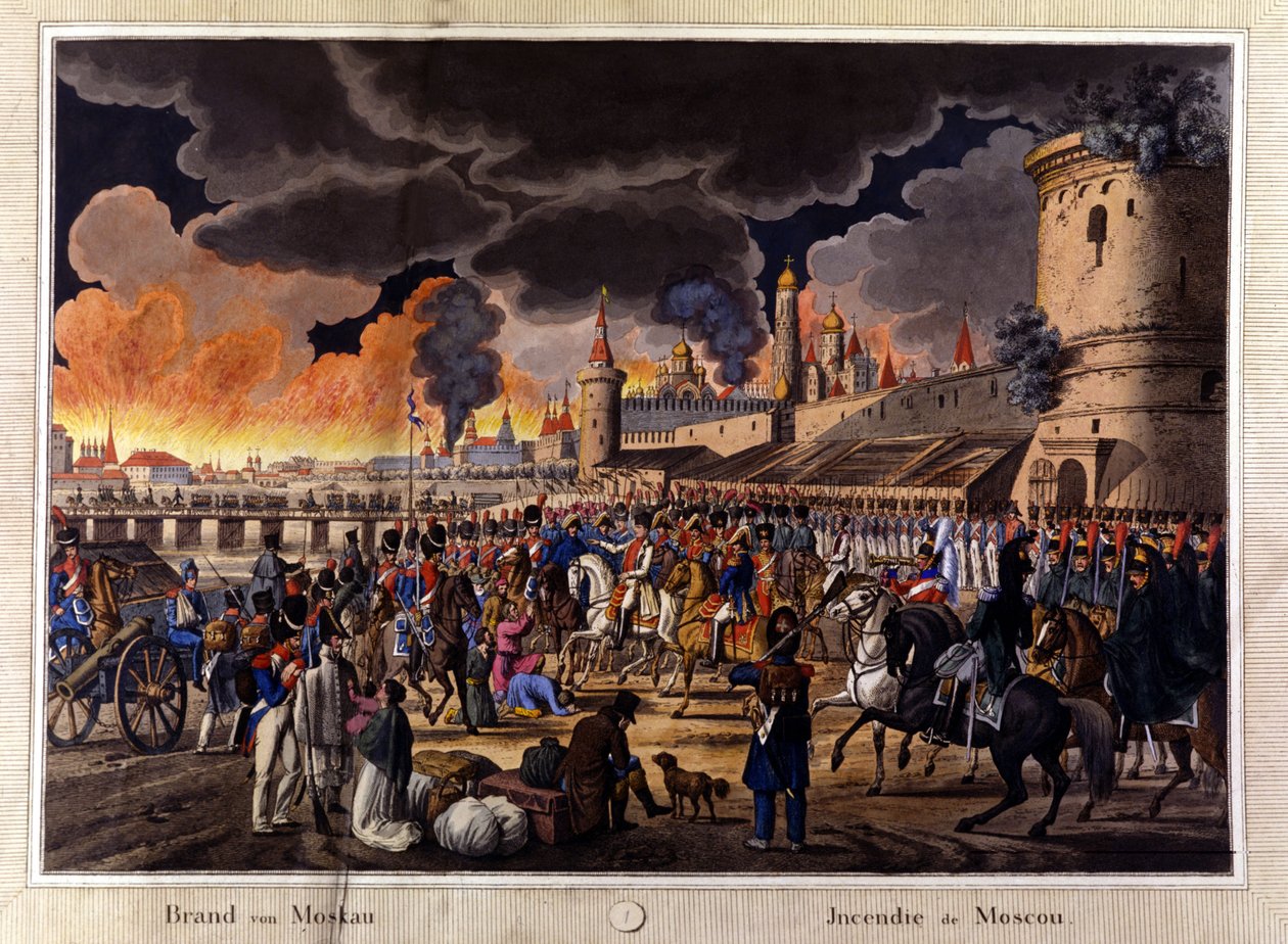 O grande incêndio em Moscovo, em Setembro de 1812. de Unknown artist