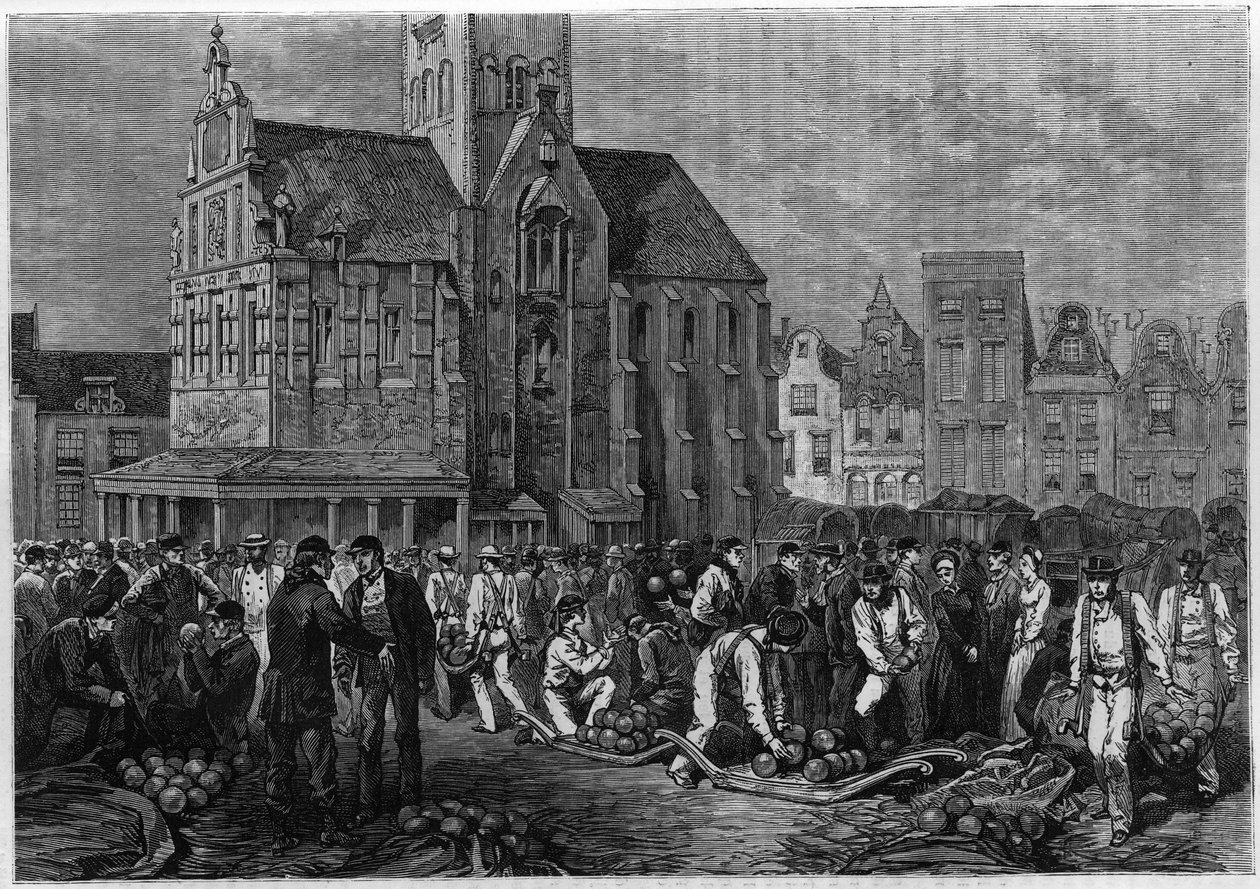 A marcha das peles, em Hoorn, na Holanda. Gravura em "Le journal de la jeunesse". de Unknown artist