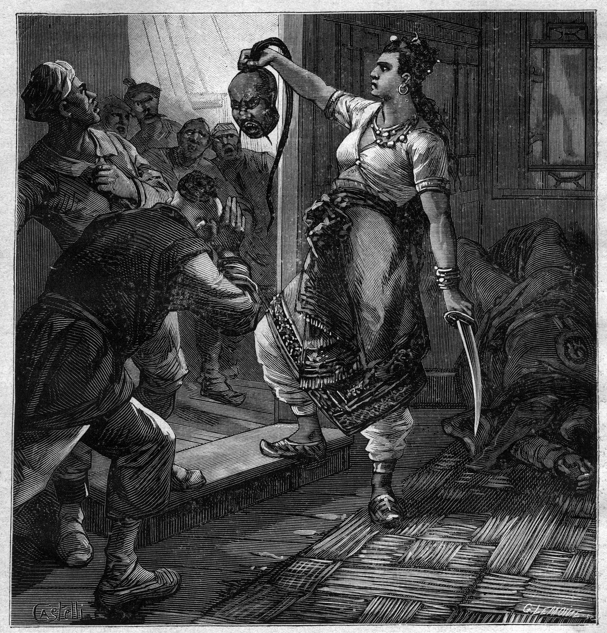 Le pirate du Tonkin - ilustração para o romance de Pierre Mael (Charles Causse e Charles Vincent) gravado em "journal des voyages" 1884 de Unknown artist