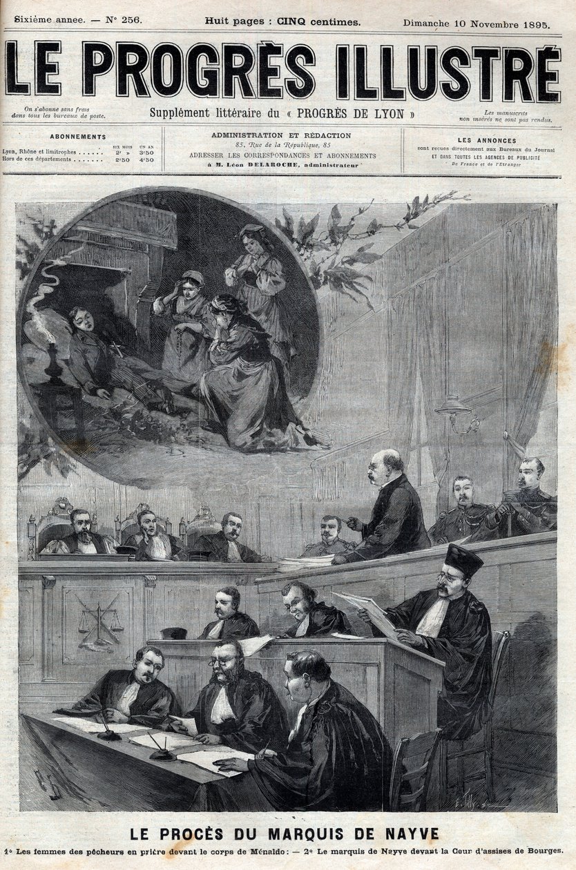 Le proces du marquês de Nayve aux assizes de Bourges em 1895 - Gravação em "Le Progres illustrious" de 1895 de Unknown artist