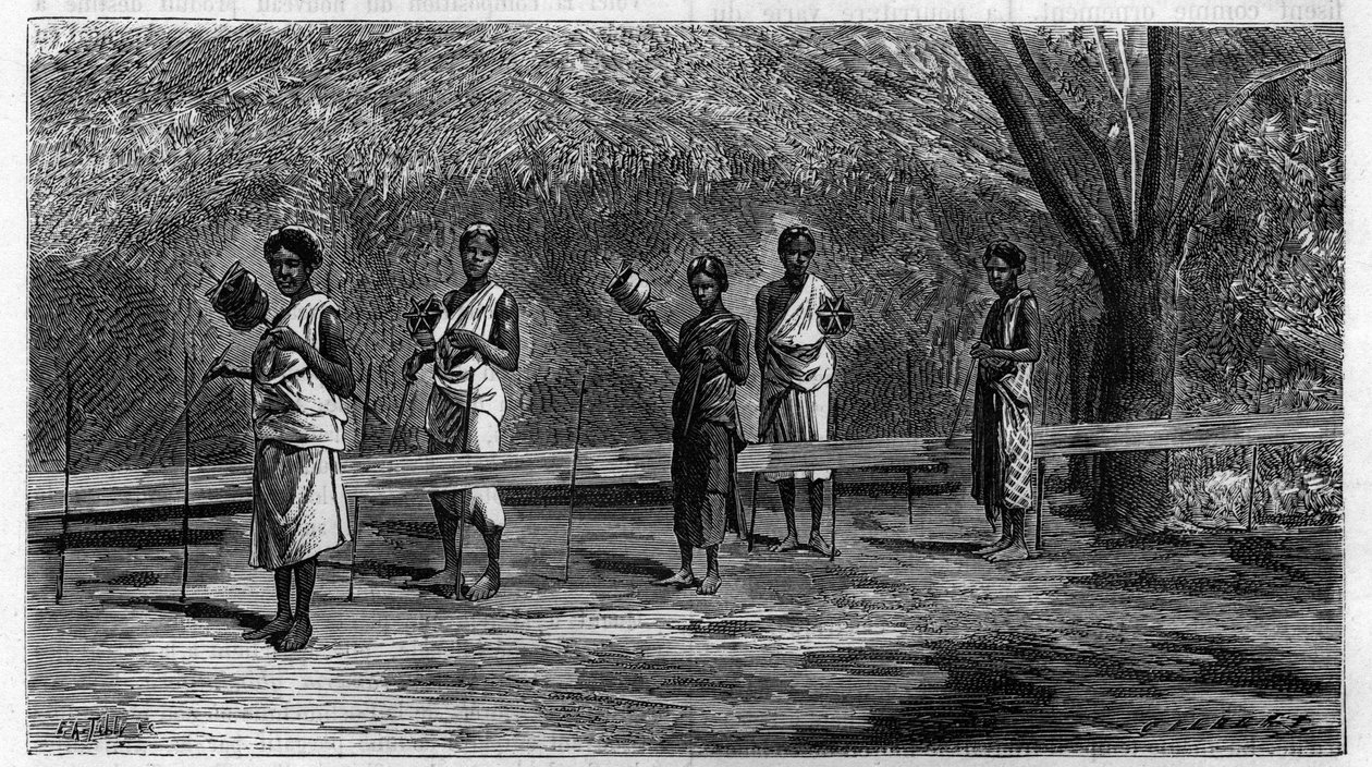 Le tecelage dans les Indes: preparation des fils de la chaine (operation de l