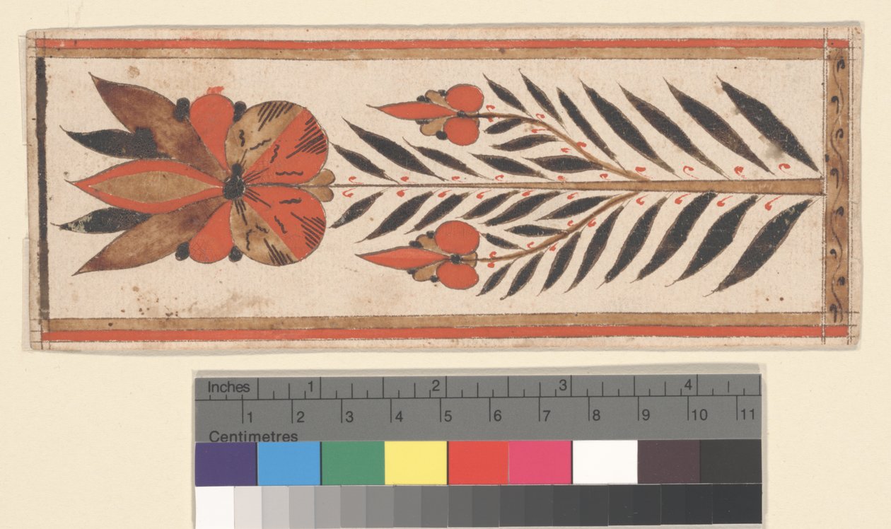 Flor de folha (aguarela e tinta sobre papel) de Unknown artist