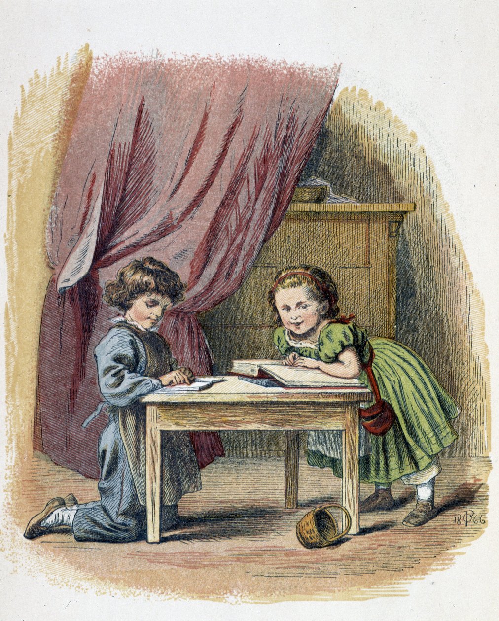 Lecture des enfants - em "Les jeux des enfants", ed. Londres, George Ronthedge e filhos, finais do século XIX de Unknown artist