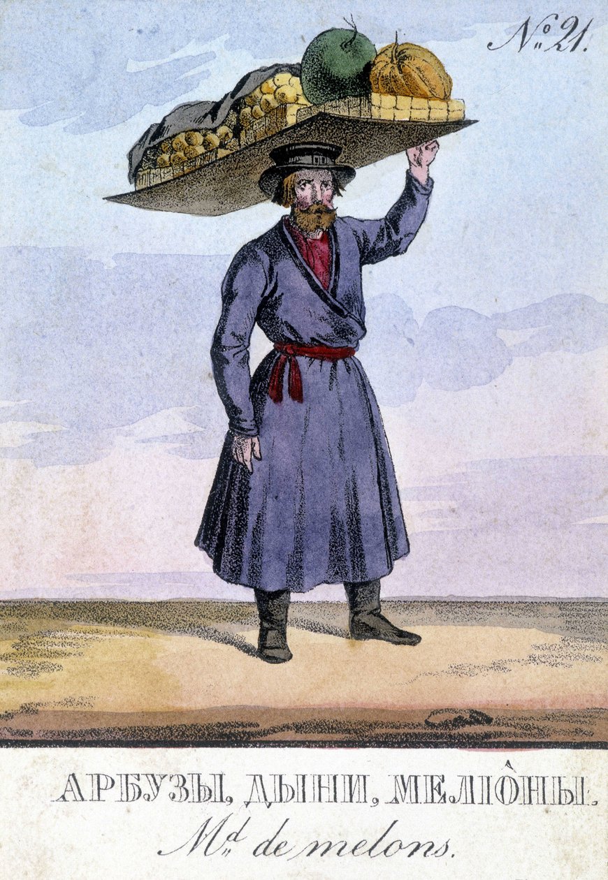 Comerciante de legumes na Rússia no século XIX. de Unknown artist