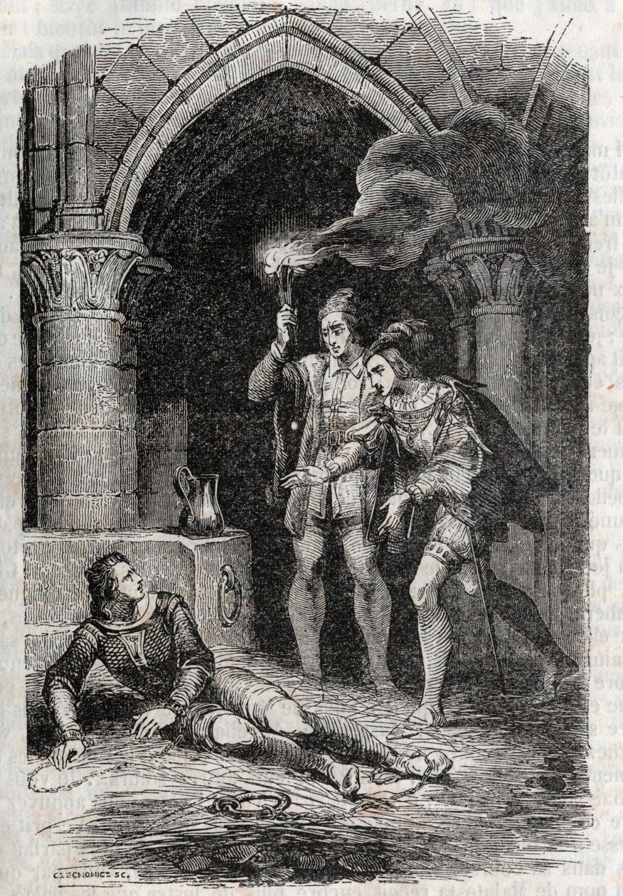 Leon (Leone) delivre Roger (Ruggero, Ruggiero) - gravura de 1851 de "Roland furieux" (Orlando furioso) (século XVI) de Ludovico Ariosto, conhecido como Ariosta - Edição traduzida do italiano pelo Conde de Tressan e publicada por Gustave Harvar de Unknown artist