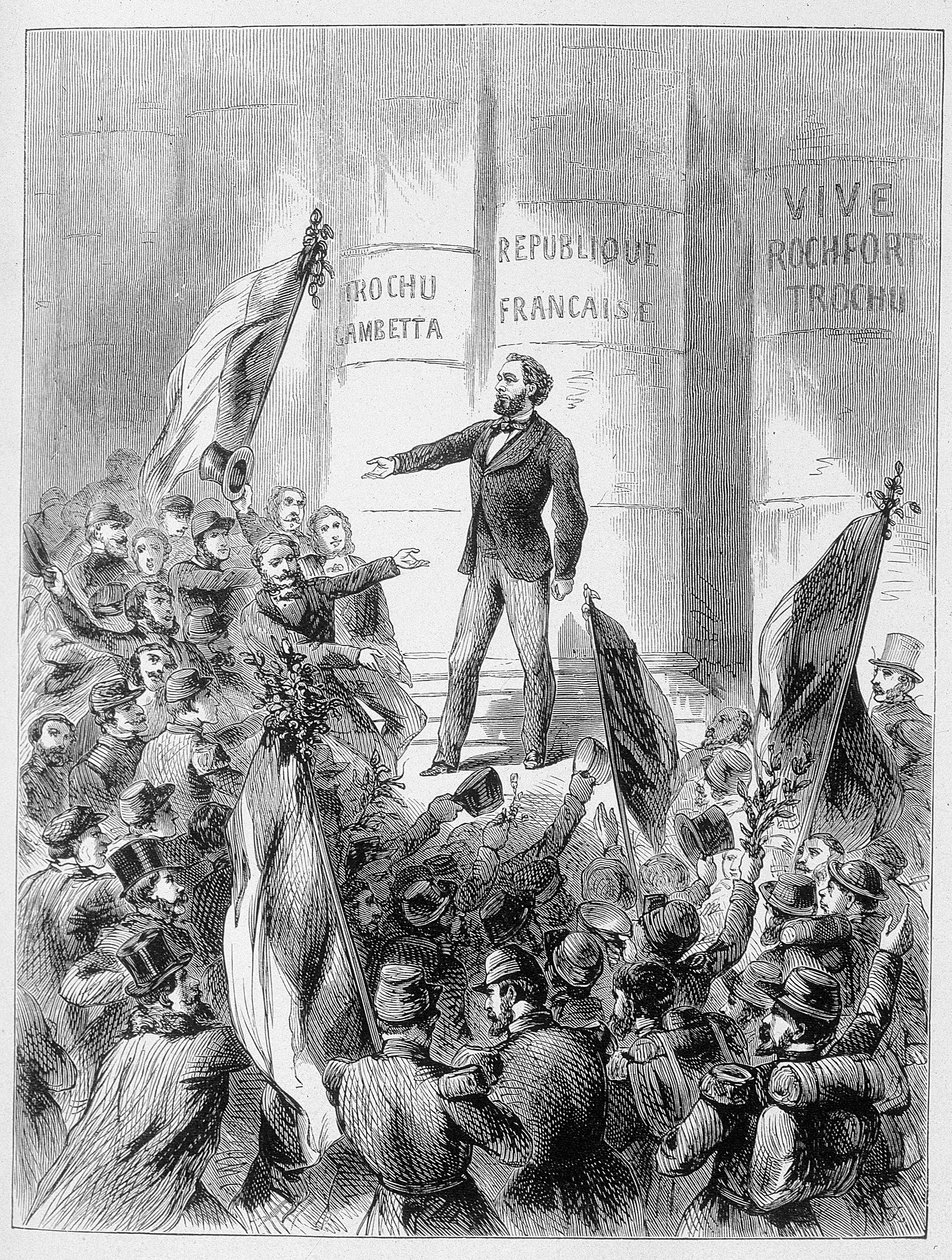 Leon Gambetta anunciando a proclamação da República em 4 de setembro de Unknown artist